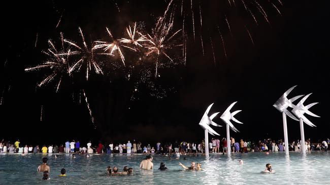 New Year's Eve fireworks at the Cairns Esplanade lagoon. Picture: Brendan Radke