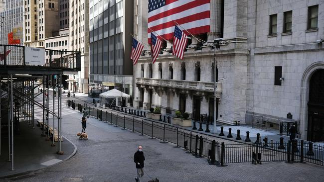 A nearly empty Wall Street in New York. Picture: AFP