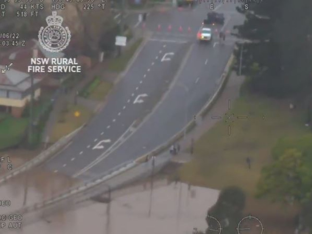 Meteorologists said water levels at the inundated Windsor Bridge were slowly receding. Picture: NSWRFS