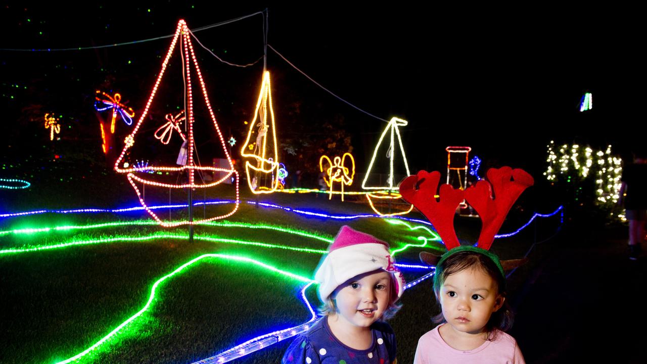 (From left) 2 and a half year old cousins Emily Reimers and Jasmine Doyle are in awe of the Christmas Wonderland lights in Queens Park. Saturday, 2nd Dec, 2017.