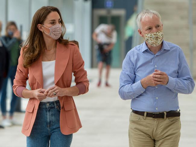 Kate Middleton, left, visited the Urban Nature Project at the Natural History Museum in central London. Picture: AFP