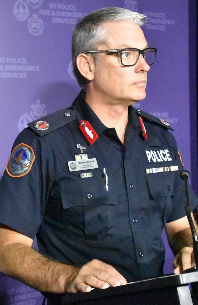 NT Police assistant commissioner Travis Wurst speaking at a press conference on December 11, 2023.