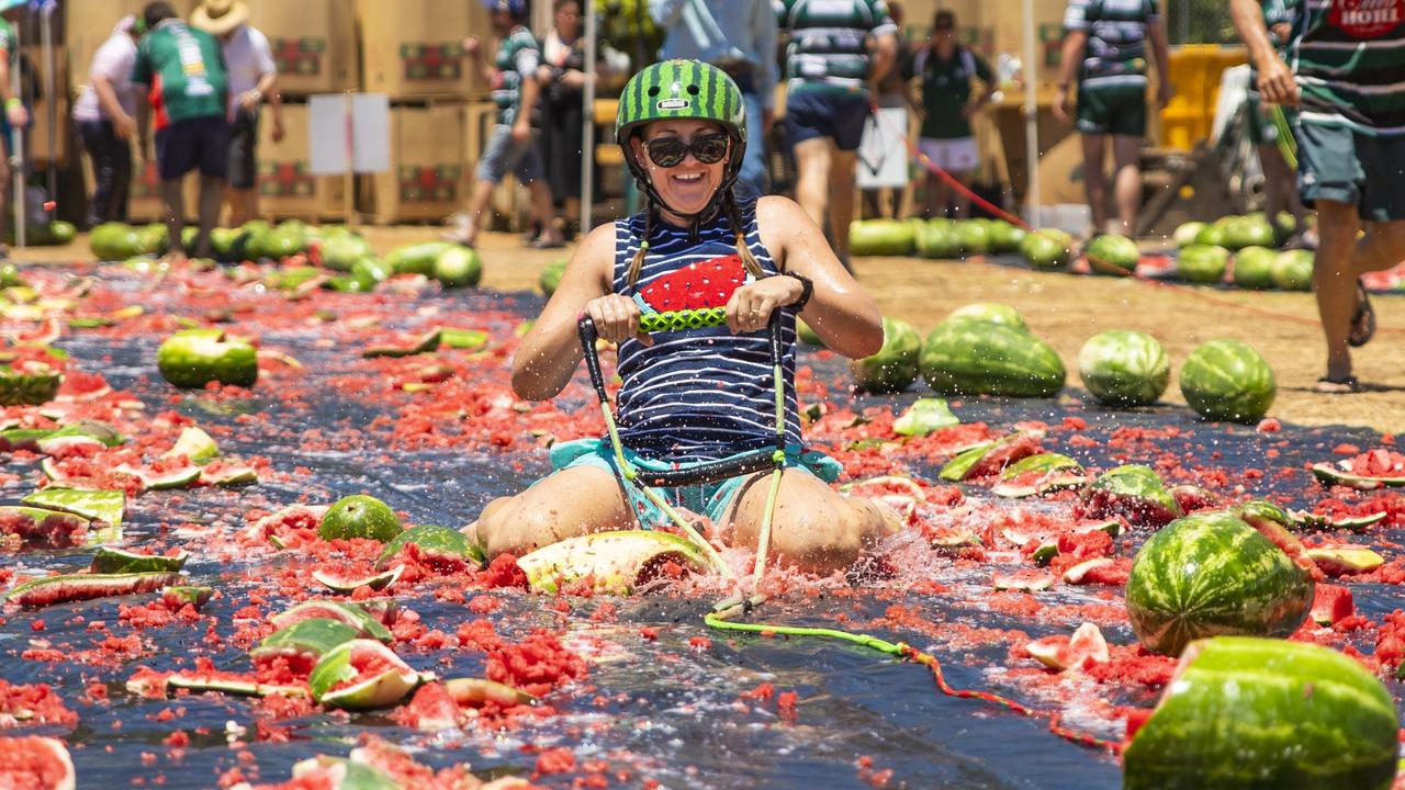 Melon skiing at the 2019 Chinchilla Melon Festival