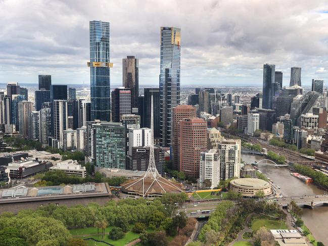 2022 October Aerial photos of Melbourne CBD area. MCG, Government House, Shrine of Remembrance, Southbank CBD.                      Picture: David Caird