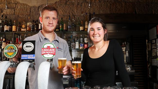 Customs House Hotel manager Robert Jubb with waitress Katy Hutchison. Picture: NIKKI DAVIS-JONES