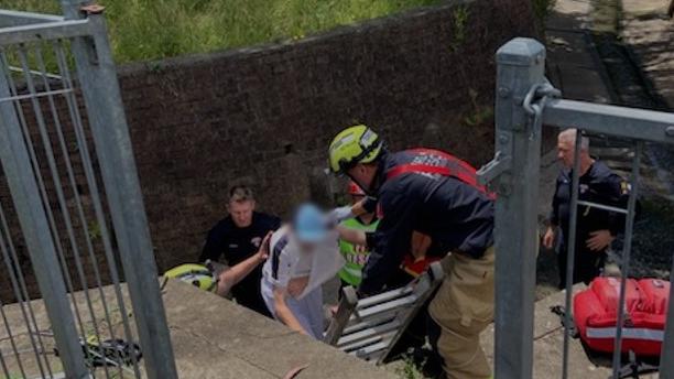 A boy has been rescued by NSW paramedics after falling into a storm drain while trying to retrieve a ball. Picture: NSW Ambulance