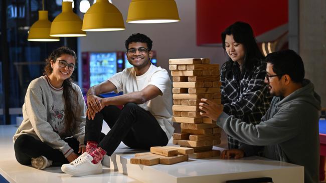 Students relaxing at Scape’s student accommodation in South Bank, Brisbane. Picture: Lyndon Mechielsen