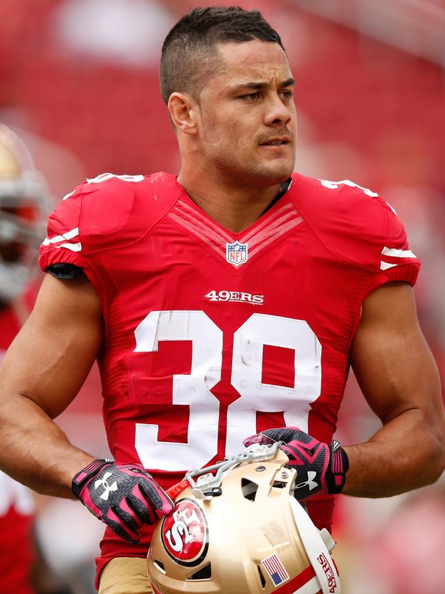 Hayne as running back for the San Francisco 49ers in Santa Clara, California, in 2015. Picture: Getty Images