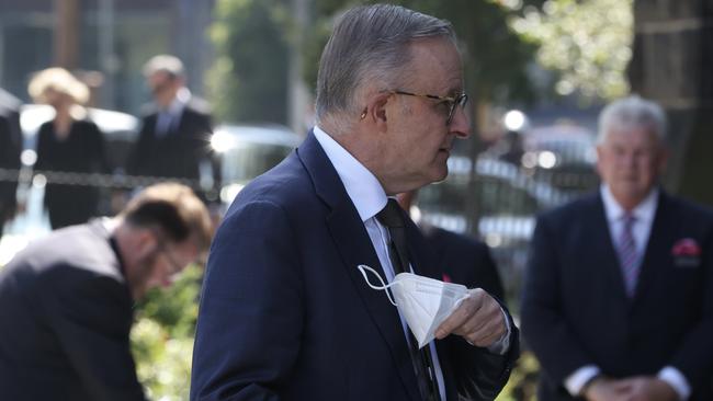 Labor Party leader Anthony Albanese arrives at St Patrick's Cathedral. Picture: David Geraghty