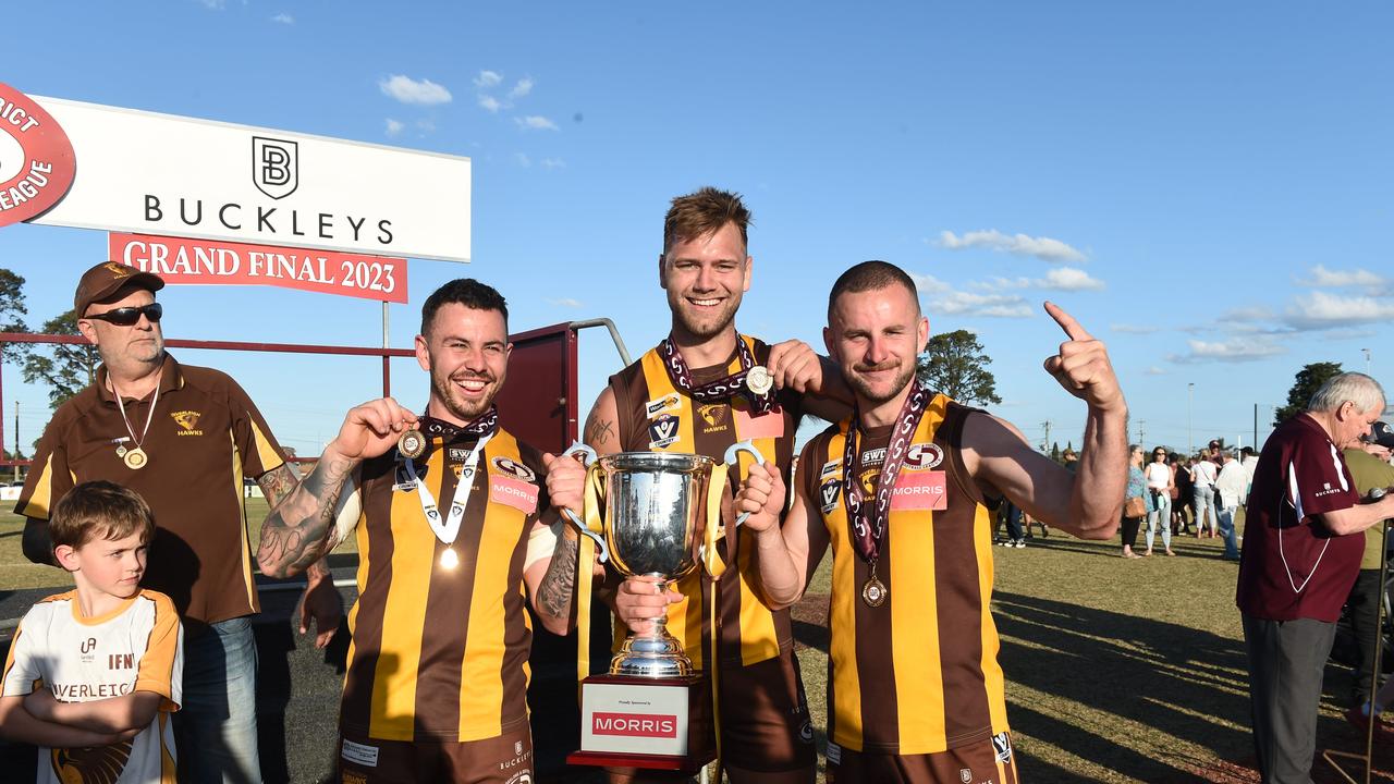 GDFL Grand Final: Inverleigh v Thomson Inverleigh celebrate winning the 2023 Grand Final.