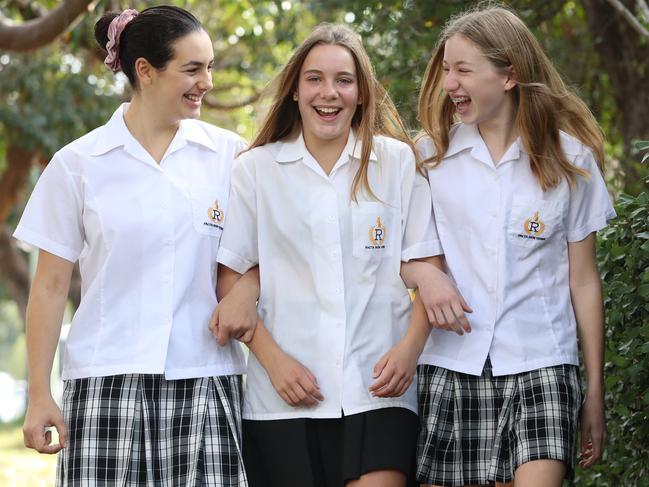 Randwick Girls High School students Maria Kargas, Nicole Petkovski and Holly Cargill. Picture: Tim Hunter