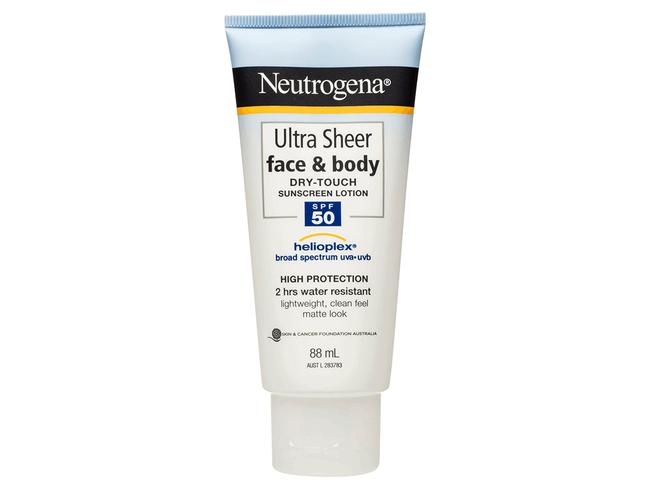 Neutrogena ultra sheer 50 plus sunscreen. Picture: Supplied