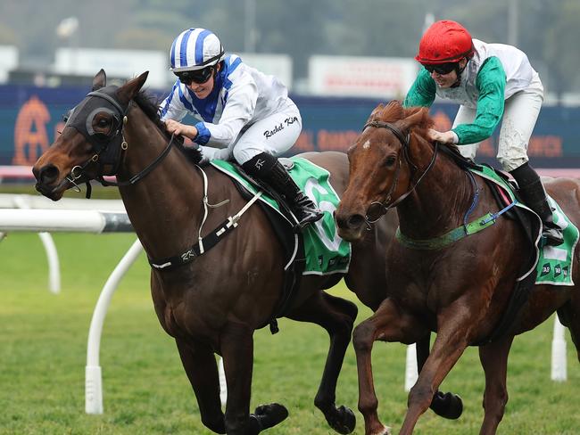 SYDNEY, AUSTRALIA - JULY 27: Rachel King riding Victory Roll wins Race 2 TAB Highway Plate during Sydney Racing at Royal Randwick Racecourse on July 27, 2024 in Sydney, Australia. (Photo by Jeremy Ng/Getty Images)