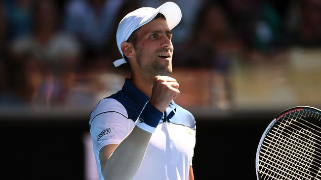 Novak Djokovic defeated Donald Young in the first round of the Australian Open. (AAP Image/Dean Lewins)