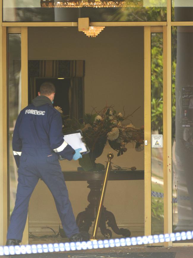 Police at the scene of an early morning brawl at La Mirage reception centre, Somerton. Picture: Andrew Henshaw