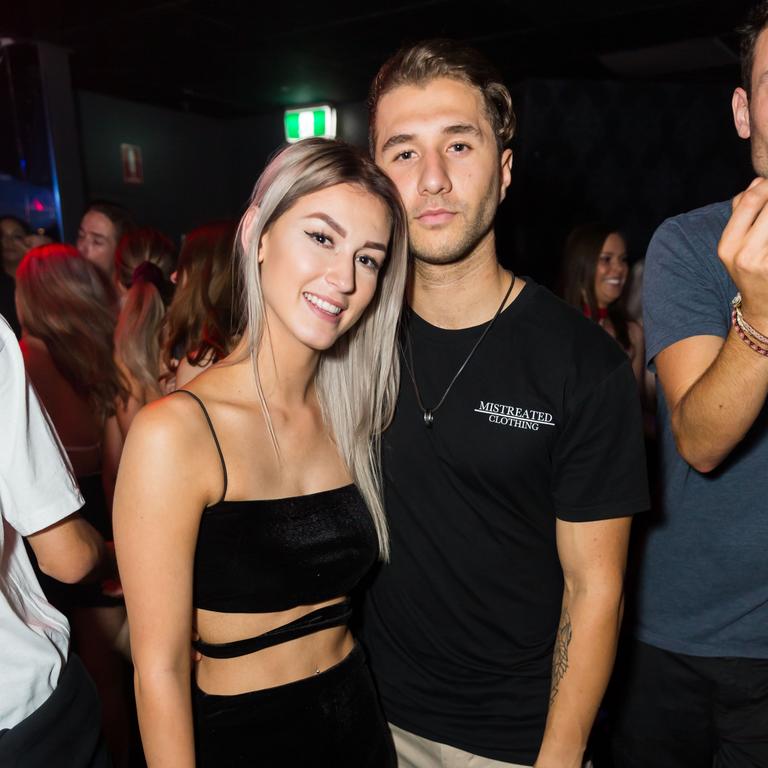 Emily Pupavac and Dylan Spiteri at Cocktails nightclub for Gold Coast Bulletin Night Spotting photos PICTURE: Steven Grevis