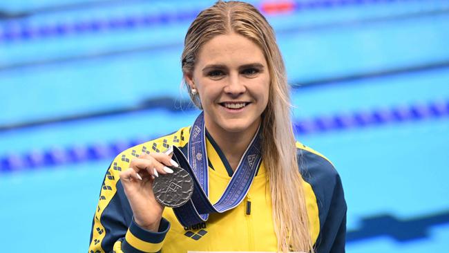 Shayna Jack with her silver medal. Picture: AFP