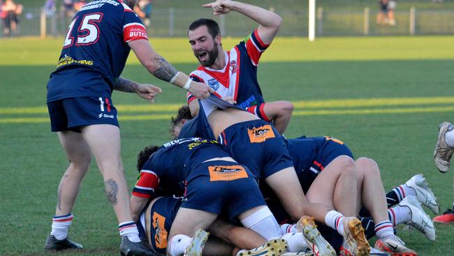 Nambucca players celebrating their victory. Picture: Leigh Jensen