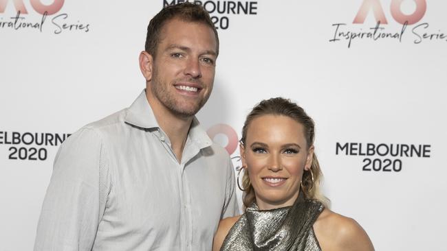 Caroline Wozniacki and husband David Lee attend the AO Inspirational Series. Picture: Fiona Hamilton