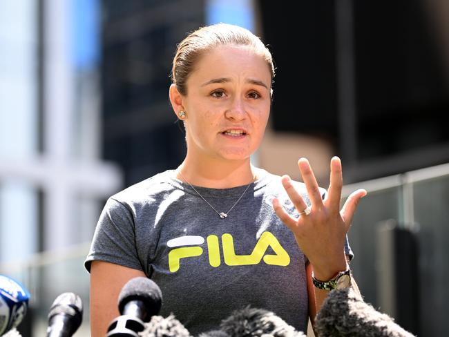 BRISBANE, AUSTRALIA - NewsWire Photos - MARCH 24, 2022.World number one tennis player Ash Barty speaks during a press conference to announce her retirement from the sport, at the Westin Hotel in Brisbane.Picture: NCA NewsWire / Dan Peled