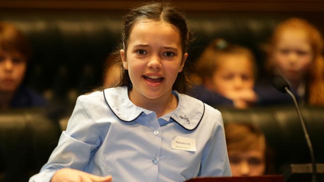 Year 5 student Natasha Woodward, from Balgowlah Heights Public School, won Stage 3 of the Bear Pit Public Speaking Contest