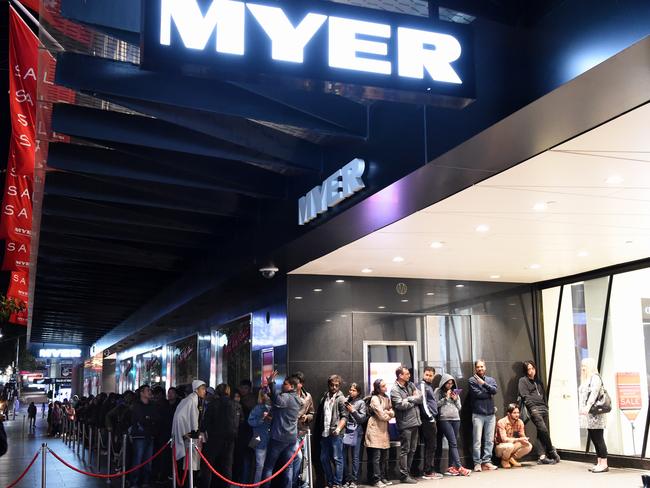 Some shoppers began lining up at 6pm last night to get a bargain. Picture: Nicole Garmston