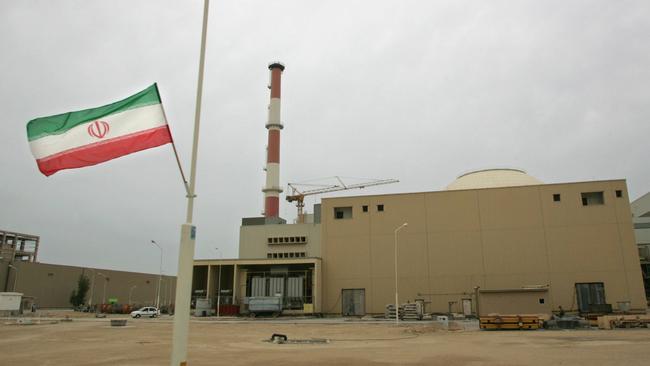 An Iranian flag at Bushehr nuclear power plant.. Picture: Behrouz Mehri/AFP