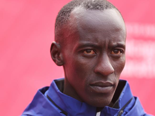 CHICAGO, ILLINOIS - OCTOBER 08: Kelvin Kiptum of Kenya looks on after winning the 2023 Chicago Marathon professional men's division and setting a world record marathon time of 2:00.35 at Grant Park on October 08, 2023 in Chicago, Illinois. (Photo by Michael Reaves/Getty Images) Men's marathon world record holder, Kelvin Kiptum, 24, has died in a road accident in his home country alongside his coach, Rwanda's Gervais Hakizimana.