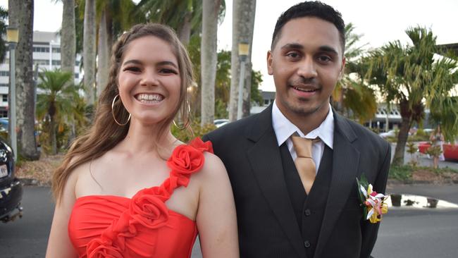 Emma Keam and Minjaidi Robertson at the Sarina State High School formal at the MECC, Mackay, on Thursday November 19. Picture: Zizi Averill