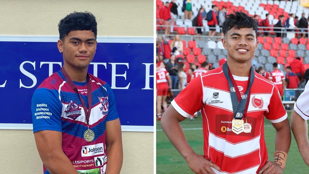 Joint Justin Hodges Medal winners - Karl Oloapu of Wavell SHS, left, and Keano Kini.