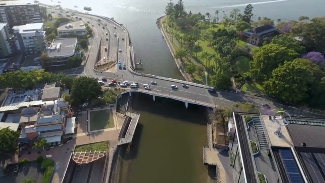 Drone footage of Breakfast Creek green bridge location