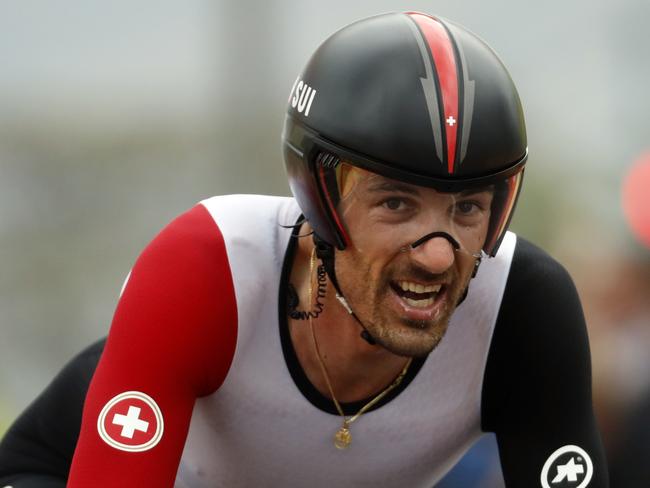 Gold medallist in the men’s individual time trial Fabian Cancellara of Switzerland.