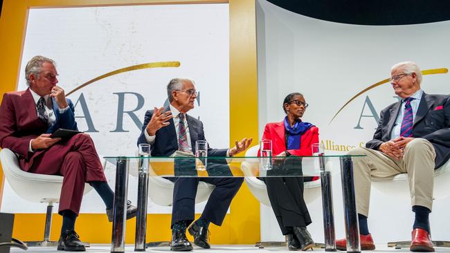 The Alliance For Responsible Citizenship Conference 2023. (L-R) Jordan Peterson, Ayaan Hirsi Ali, John Anderson and Os Guinness. Picture: James Whatling