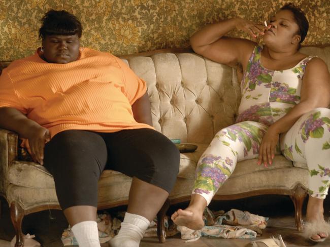 Star turn ... Gabourey Sibide and Mo'Nique in their award-winning 2009 film Precious.