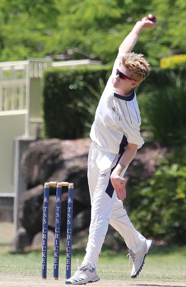 Round 1 of the GPS school cricket season. TSS v IGS at The Southport School. TSS Fielder N0 8 Dushyant Thaman IGS Batsman Pic Mike Batterham