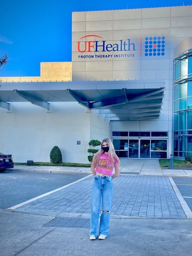 Sophia standing in front of the clinic in Jackonsville in Florida. Picture: Supplied