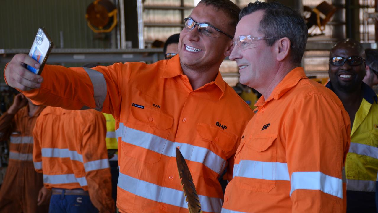 Mr McGowan got a rockstar reception at the event, with traditional owners praising his tough border stance and BHP workers lining up for selfies. Picture by: Rebecca Le May