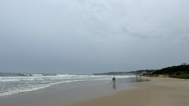 The beach at Stumers Creek, looking back towards the Coolum Beach township.