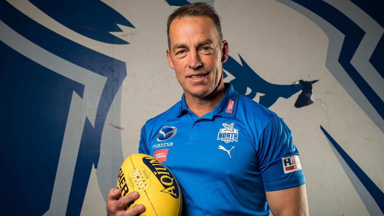MELBOURNE, AUSTRALIA - AUGUST 19: Alastair Clarkson poses for a photo during a North Melbourne Kangaroos AFL Media Opportunity at Arden Street Ground on August 19, 2022 in Melbourne, Australia. Clarkson has agreed to coach the North Melbourne Football Club for the next five seasons, officially beginning on November 1, 2022. (Photo by Darrian Traynor/Getty Images)