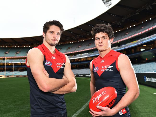 Jesse Hogan (left) and Angus Brayshaw (right) are two picks the Demons have got right. Picture: Ellen Smith