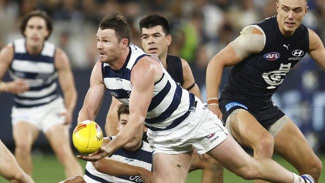 Patrick Dangerfield has endured a tough start to life as captain of the Cats. Picture: Daniel Pockett/Getty Images