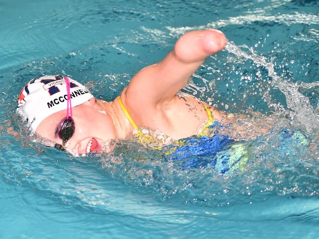 Ashleigh McConnell in training for the Paralympics. Picture: Dennis Manktelow