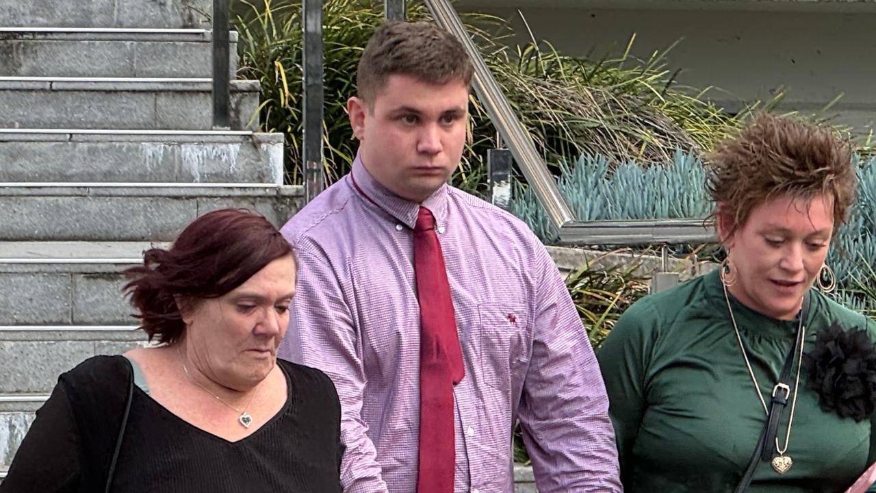 Mitchell Horan leaving Wollongong Local Court on Wednesday flanked by his mother and aunt. Picture: Dylan Arvela