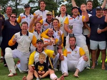 Bacchus Marsh celebrates its GDCA McIntyre Shield premiership win. Picture: Supplied