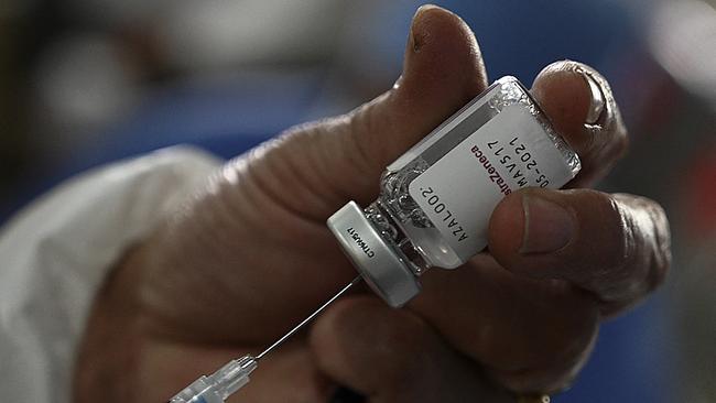 A nurse prepares an AstraZeneca vaccine against COVID-19. Picture: AFP