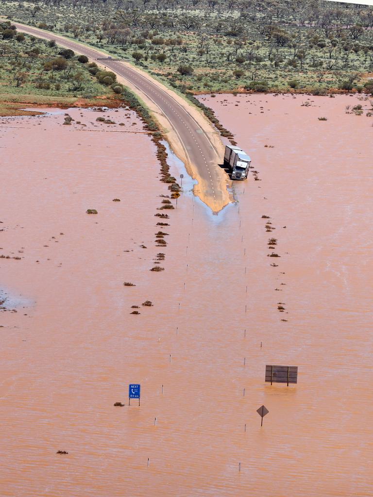 Floodwaters have closed part of the Sturt Highway. Picture: NCA NewsWire / Kelly Barnes