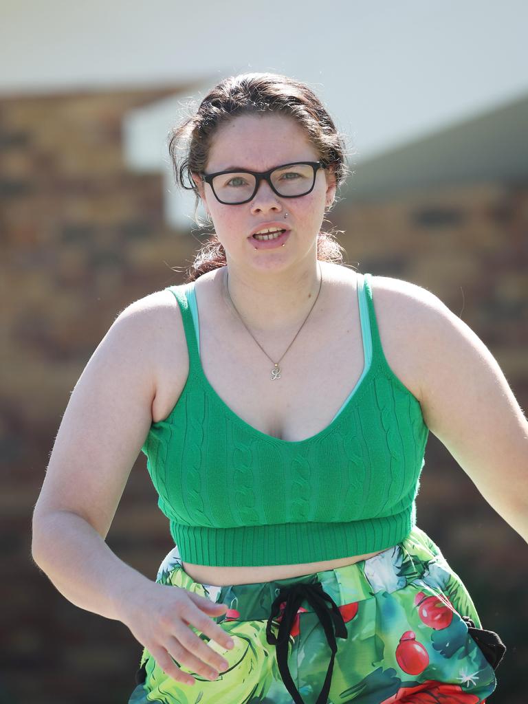 Larissa Sant leaving the Goodna Police Station. Picture: Liam Kidston