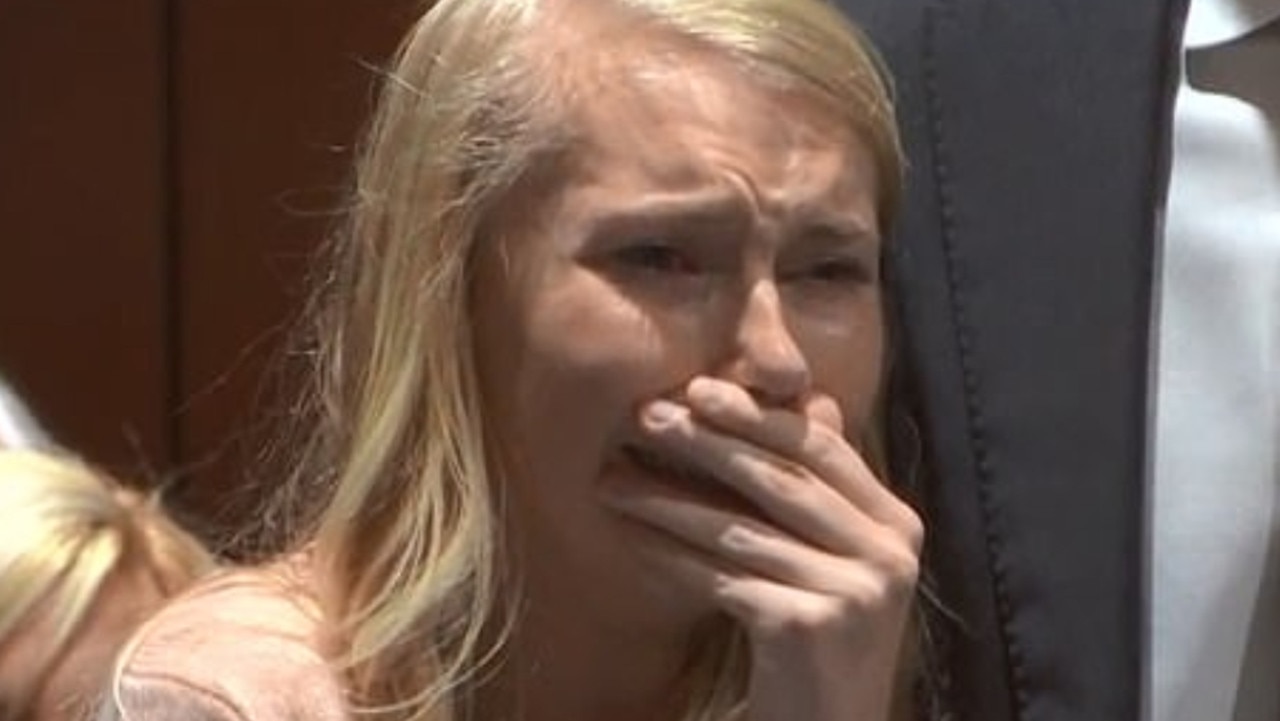 Brooke Skylar Richardson burst into tears as a jury read a "not guilty" verdict on the three most serious charges.