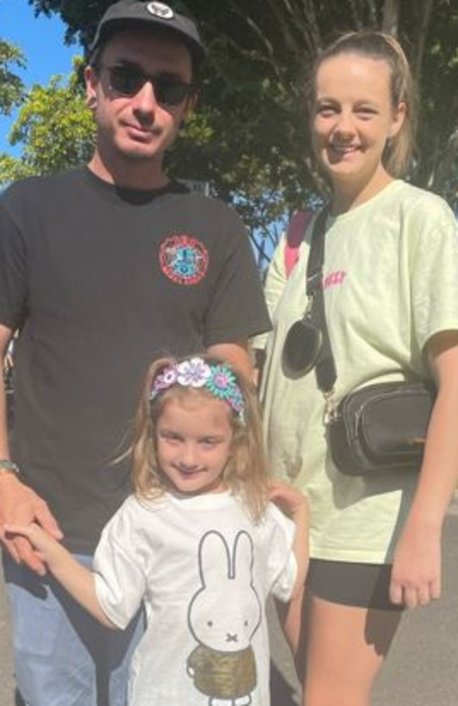 Kye, Ava, 5, and Lucy Fehlhaber at the Sunshine Coast Agricultural Show 2023.