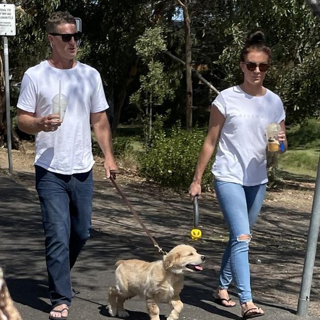 Richmond Coach Damien Hardwick with Alexandra Crow. Picture: Herald Sun